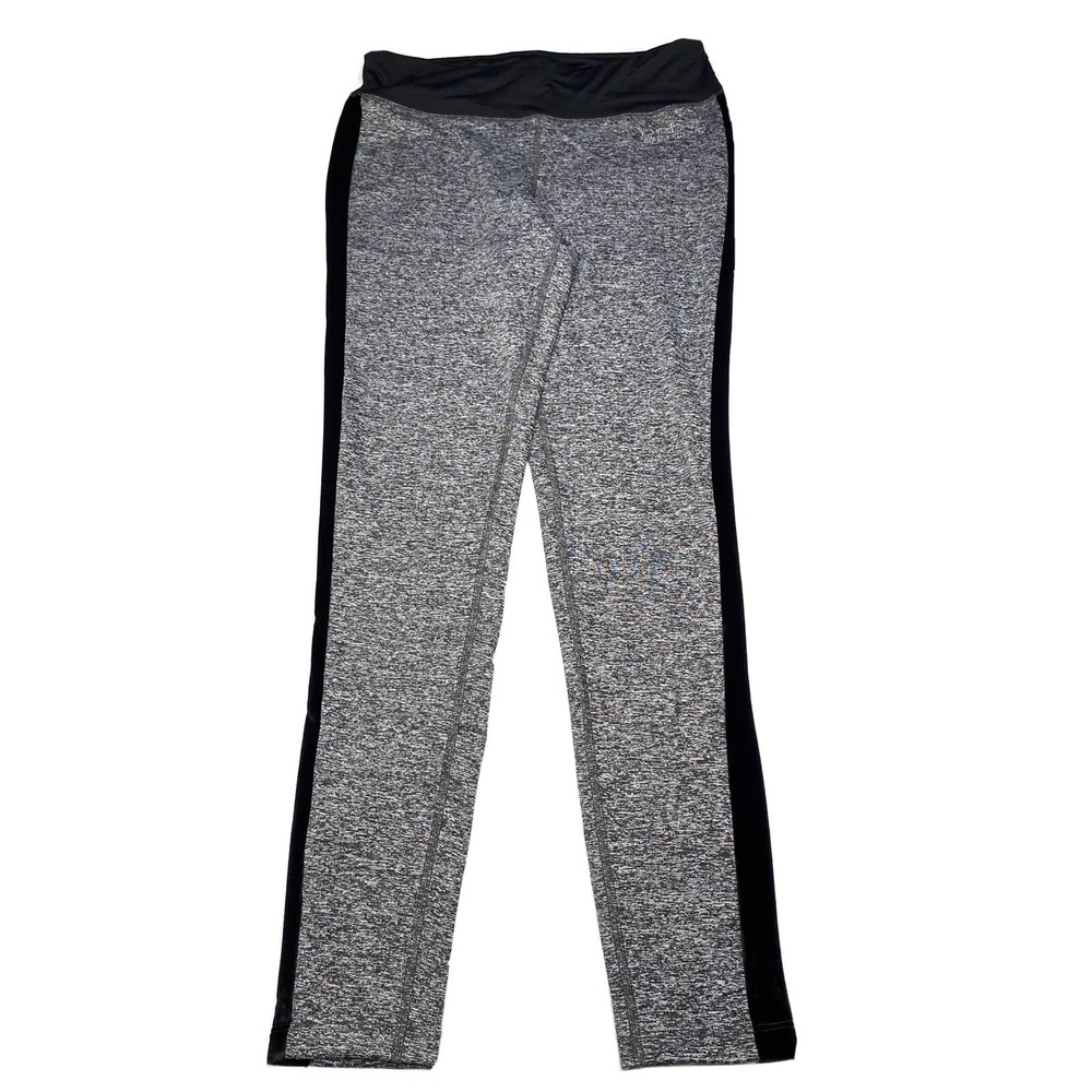 Bebe Sport Womens Gray Space Dye Velvet Stripe Leggings Rhinestone Logo Med NWT